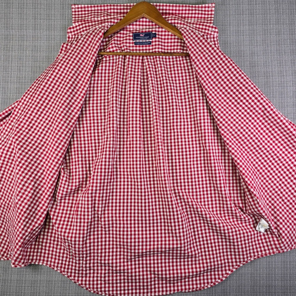 Vineyard Vines Tucker Shirt L Red White Gingham Classic Fit Preppy Casual 1W3569 - Picture 9 of 16